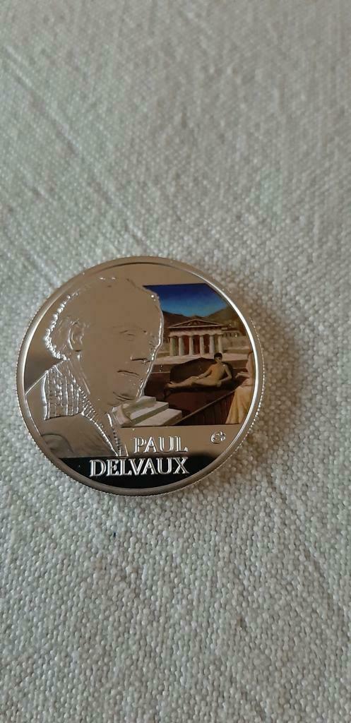 Zilveren munt Paul Delvaux als nieuw, Postzegels en Munten, Ophalen of Verzenden