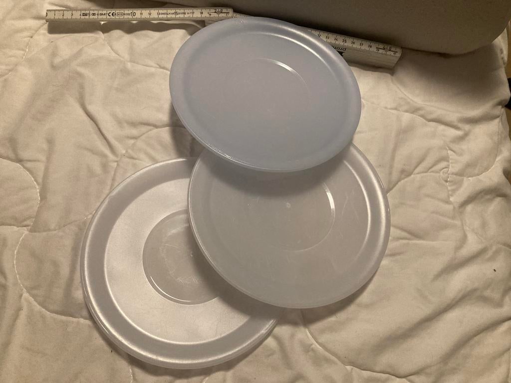 3 tefal koelkastdeksels van 18 cm, Ophalen of Verzenden, Zo goed als nieuw, Overige materialen, Overige typen