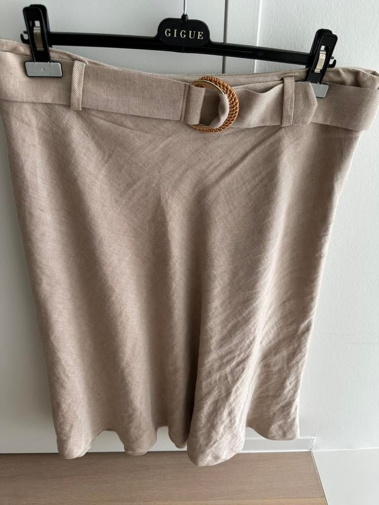 Beige linnen rok gigue, Kleding | Dames, Rokken, Gigue, Beige, Maat 46/48 (XL) of groter, Ophalen of Verzenden