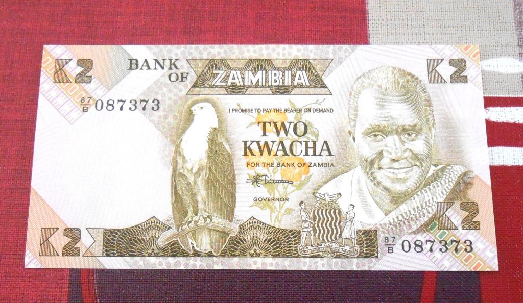 Zambia - twee kwacha-bankbiljetten, Postzegels en Munten, Bankbiljetten | Afrika, Ophalen of Verzenden, Zambia, Los biljet