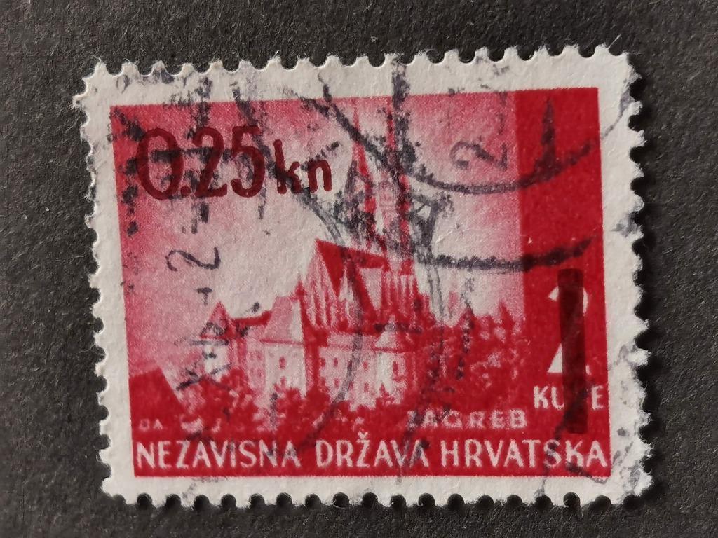 Croatie 1942 - Cathédrale de Zagreb - avec surcharge, Enlèvement ou Envoi, Yougoslavie, Affranchi