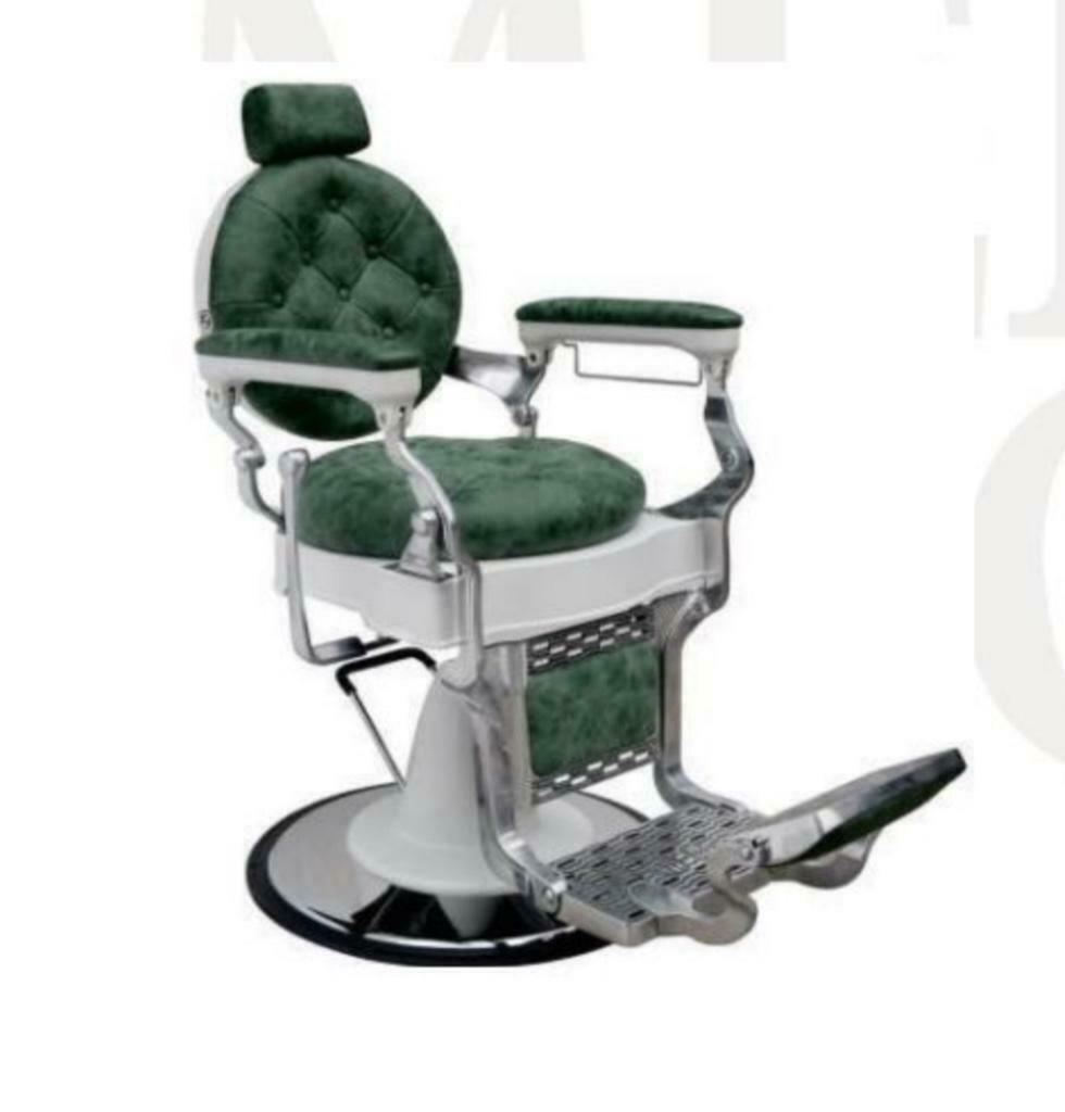 Promo: Herenstoel / kapperstoel MAXIM Green NIEUW!, Handtassen en Accessoires, Uiterlijk | Haarverzorging, Nieuw, Overige typen