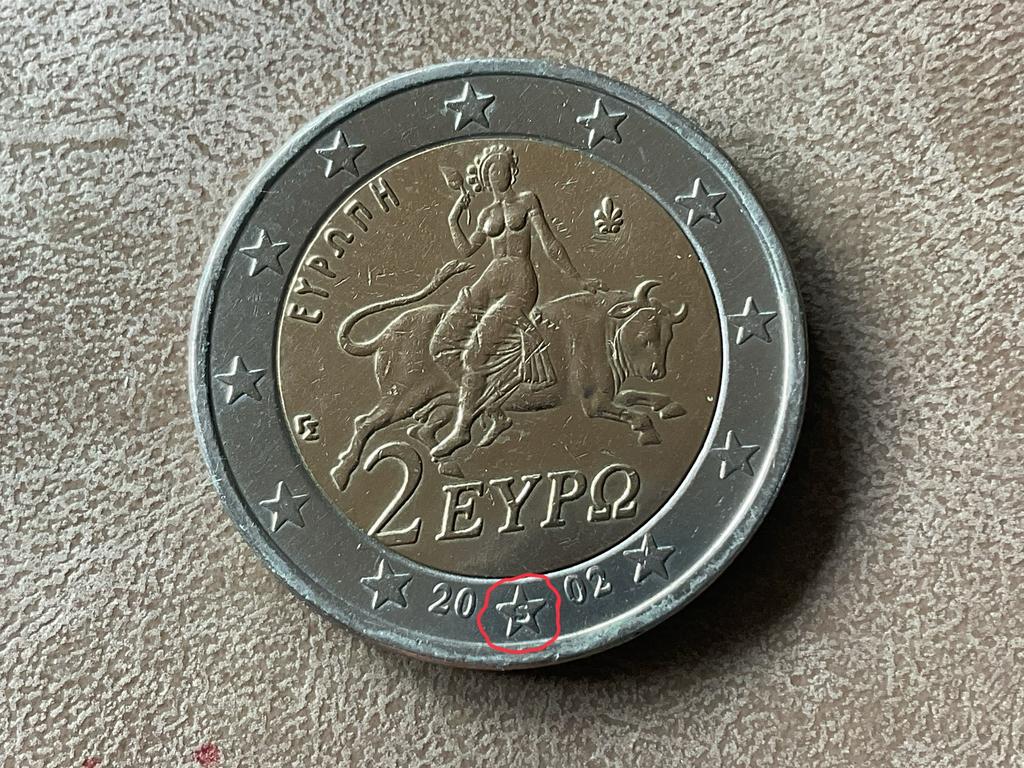 2euro Griekenland 2002 met een S in de onderste ster!, Postzegels en Munten, Ophalen of Verzenden, Griekenland