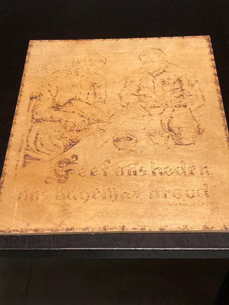 Houten gravure : geef ons heden ons dagelijks brood, Ophalen