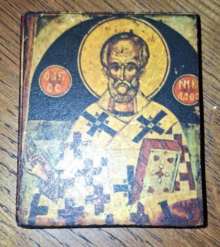 Grieks-Orthodoxe Icoon – Heilige Nicolaas (Sinterklaas), Antiek en Kunst, Antiek | Religieuze voorwerpen, Ophalen of Verzenden
