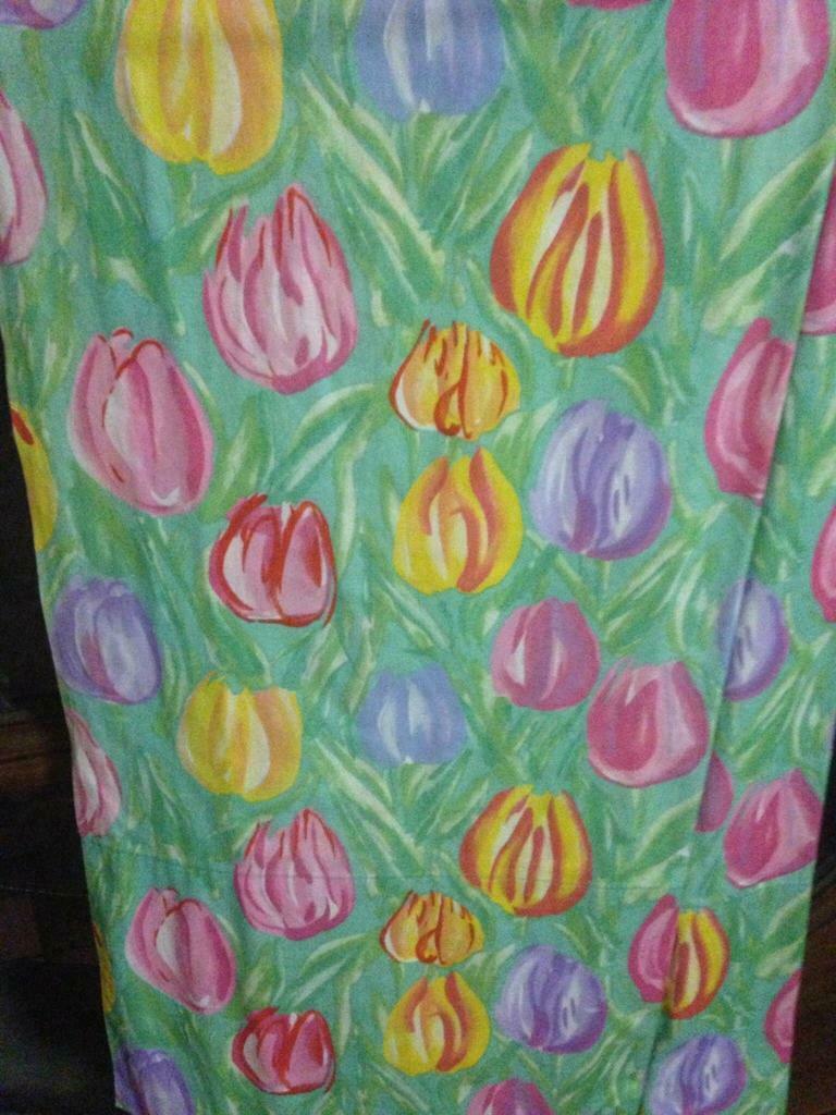 Tulp gordijnen, 2x h1,35m x b1,50m, Huis en Inrichting, Ophalen of Verzenden, Gebruikt, Groen