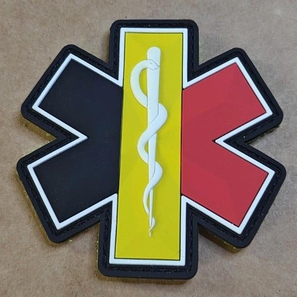 Patch 3D Star of Life BELGIUM contour 8 cm, Enlèvement ou Envoi, Emblème ou Badge
