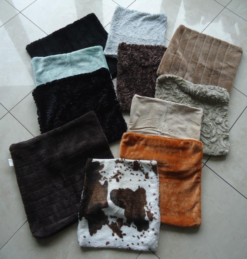 Elf kussenhoesjes van imitatiebont (in diverse kleuren)., Huis en Inrichting, Ophalen of Verzenden, Zo goed als nieuw, Overige kleuren
