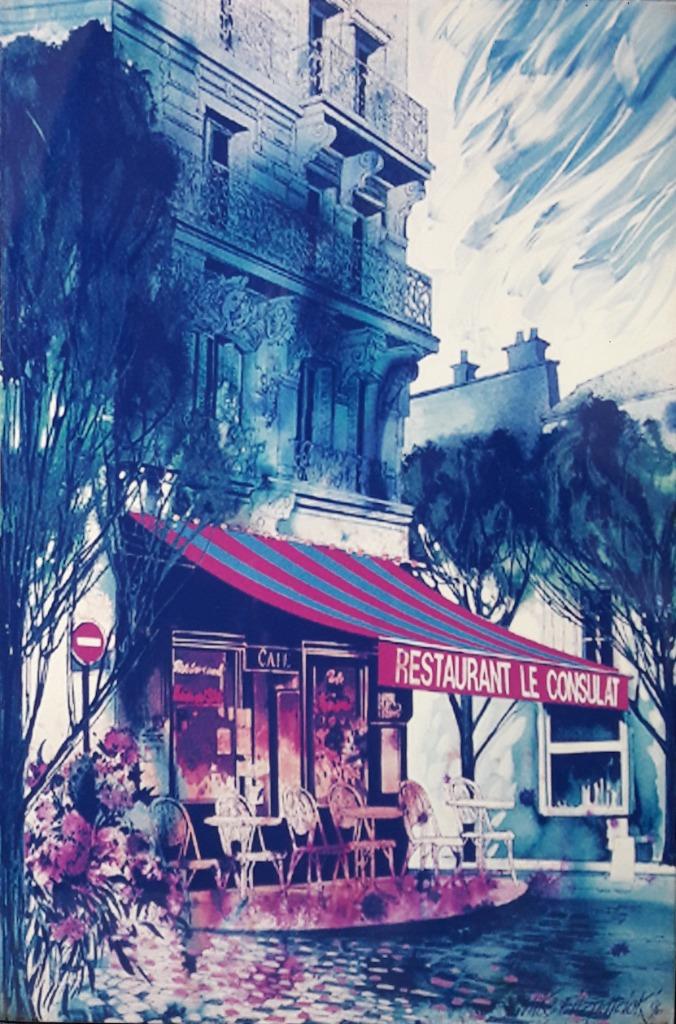 Peinture Reproduction resto Montmartre Paris F428, Antiquités & Art, Enlèvement ou Envoi