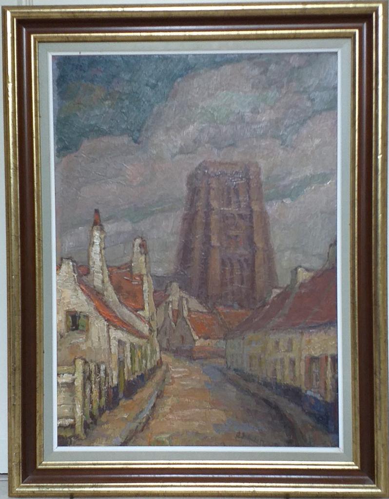 Schilderij Lissewege , O. Schelstraete, Ophalen of Verzenden