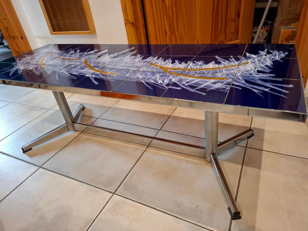 Vintage salontafel in zeer goede staat L 1m22 B 46 cm H 41 c, Ophalen