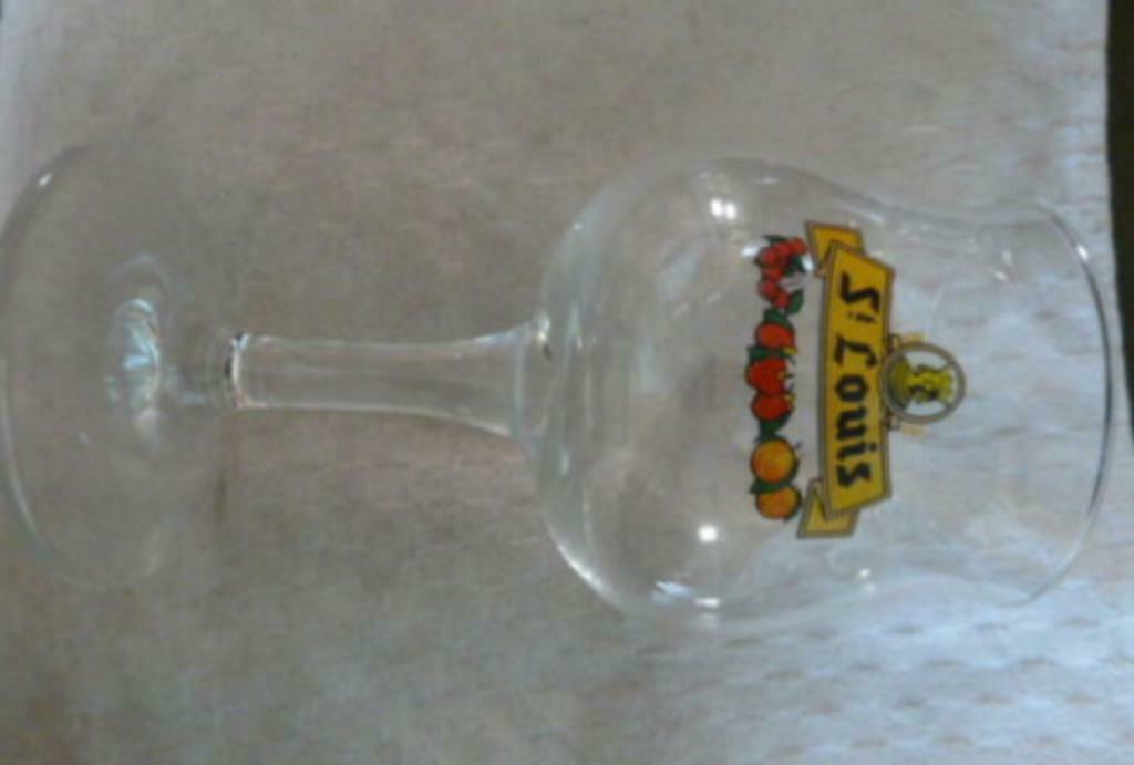 #G bier glas kriek framboise peche ST LOUIS Van Honsebrouck, Collections, Verres & Petits Verres, Utilisé, Verre à bière, Enlèvement ou Envoi