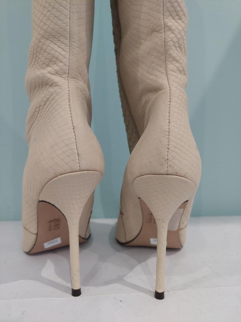 725C *SAN MARINA Htes Bottes Cuir beiges snake ultra sexy 39, Neuf, San Marina, Beige, Bottes hautes