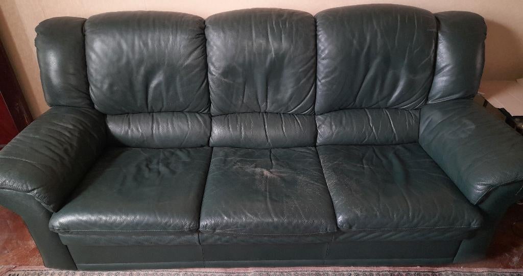3-zits leren bank + fauteuil 'relax', Huis en Inrichting, Zetels | Zetels, Ophalen, Leer