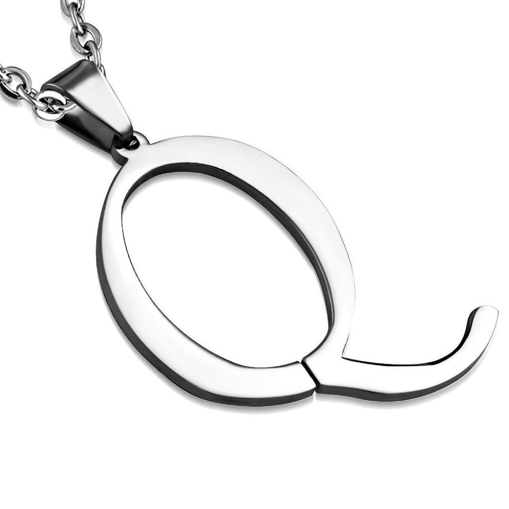 Pendentif alphabet lettre Q en acier inoxydable, Enlèvement ou Envoi, Neuf, Argent, Autres matériaux