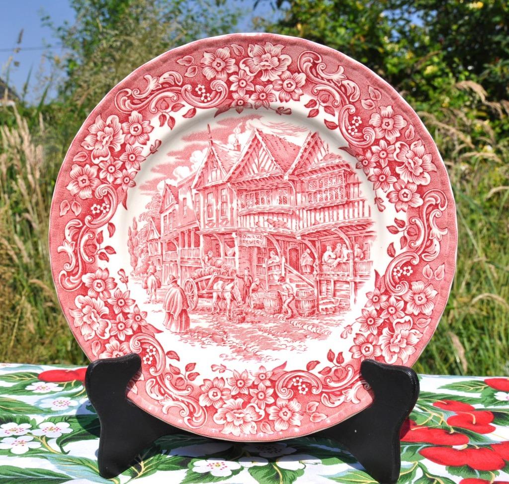 assiette faience ironstone decor rouge, Antiquités & Art, Antiquités | Assiettes décoratives & Carrelages, Enlèvement ou Envoi