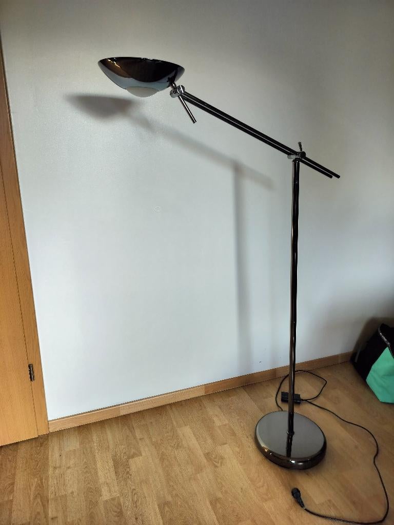 Lampe sur pied vintage metal chromé, Ophalen, Gebruikt, Metaal, Vintage