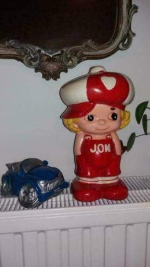 Spaarpot Jon en wagen, Ophalen, Gebruikt, Steen, Aardewerk of Keramiek, Overige thema's