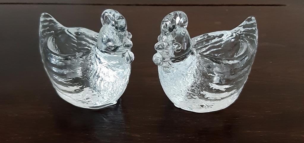 Glazen eierdopjes (kip, 2 stuks), Ophalen of Verzenden, Glas