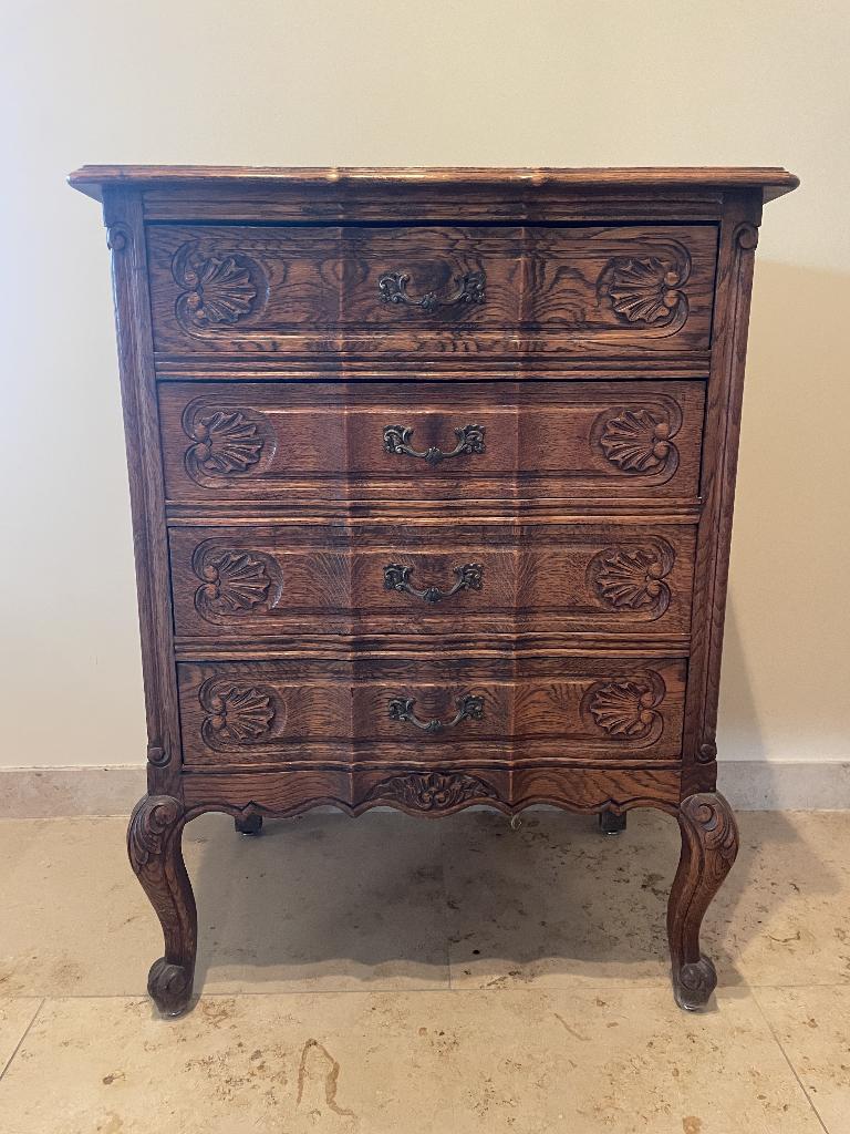 Franse stijl commode – Louis XV – massief eiken – 4 laden, Antiek en Kunst, Ophalen