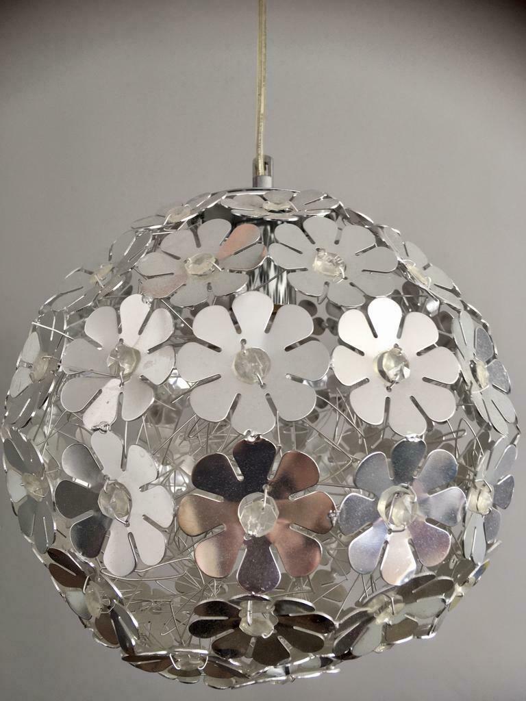 Suspension design boule argentée, Maison & Meubles, Utilisé, Métal, Design
