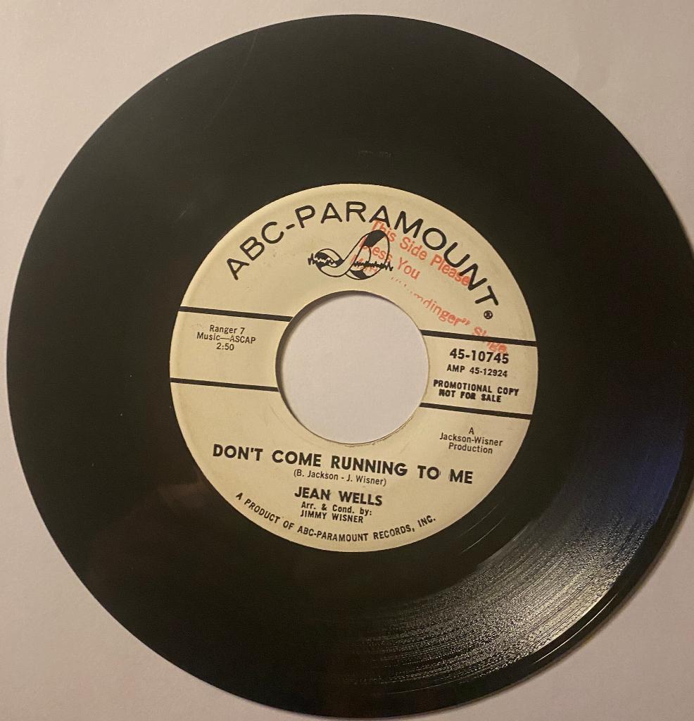 Jean Wells Don't Come Running To Me Label ABC Paramount, Cd's en Dvd's, Vinyl | R&B en Soul, Ophalen of Verzenden, Gebruikt, Overige formaten