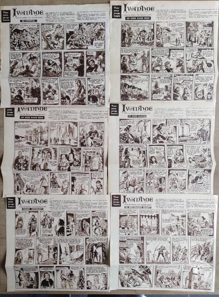 Lot oude stripknipsels: Ivanhoe (1951), Gebruikt, Ophalen of Verzenden, 1940 tot 1960, Prent