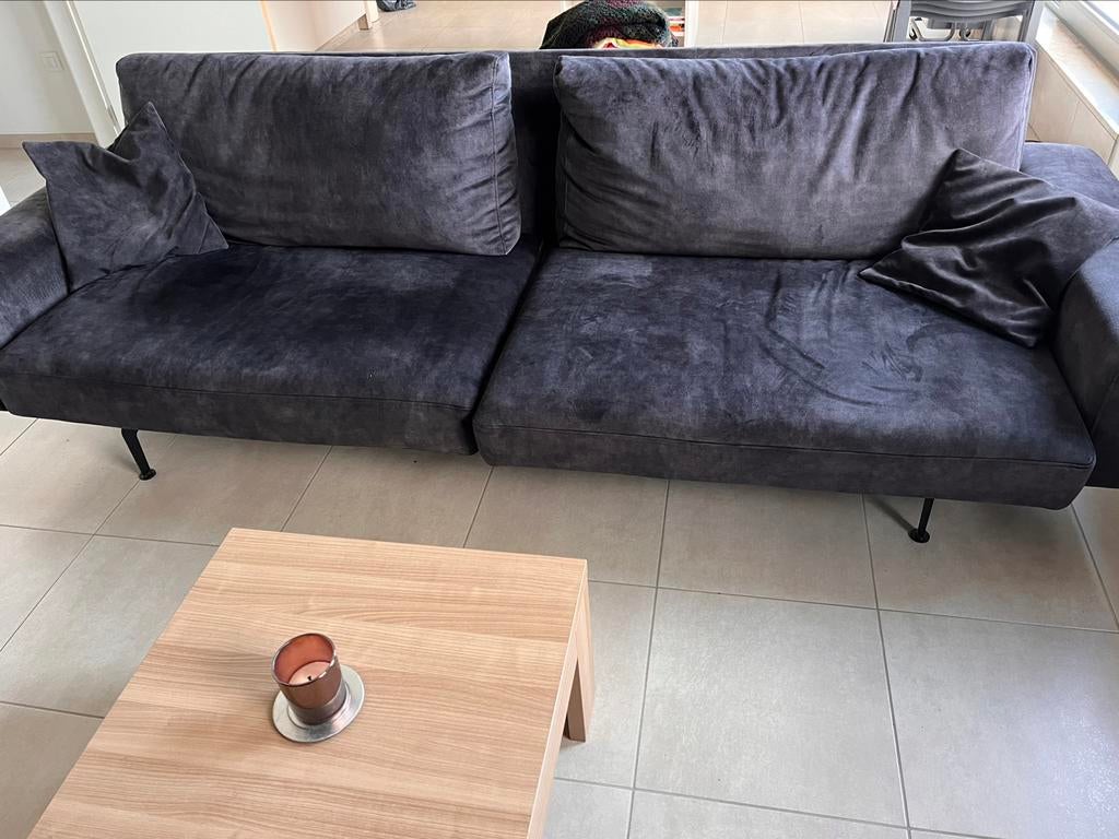 Grijze stoffen zetel, nog maar 2 jaar oud., Huis en Inrichting, Ophalen, Zo goed als nieuw, Rechte bank, Stof