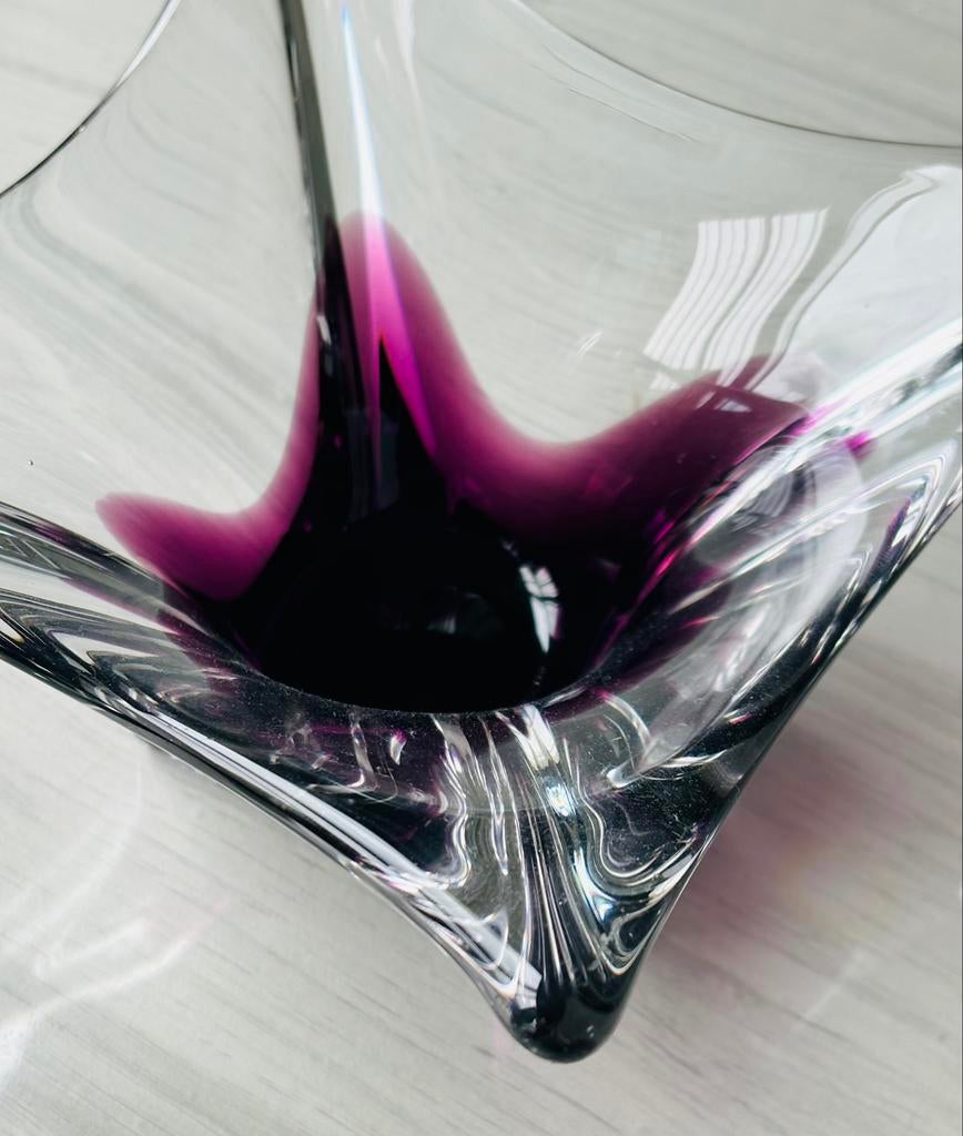 Bol vintage cristal bicolore Murano « Sommerso » Italy, 1970, Antiquités & Art, Enlèvement