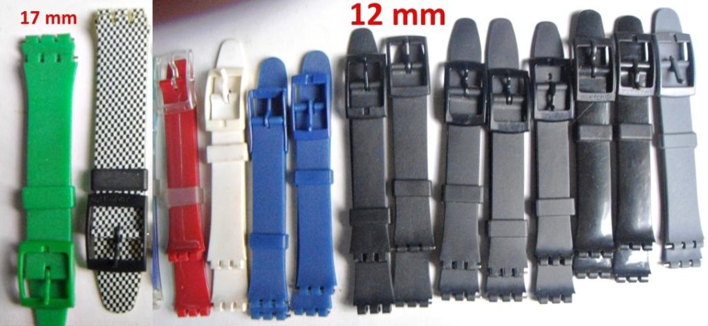 Bracelet vintage de 12 ou 17 mm pour montre Swatch, Ophalen of Verzenden, Nieuw, Overige kleuren, Kunststof of Plastic