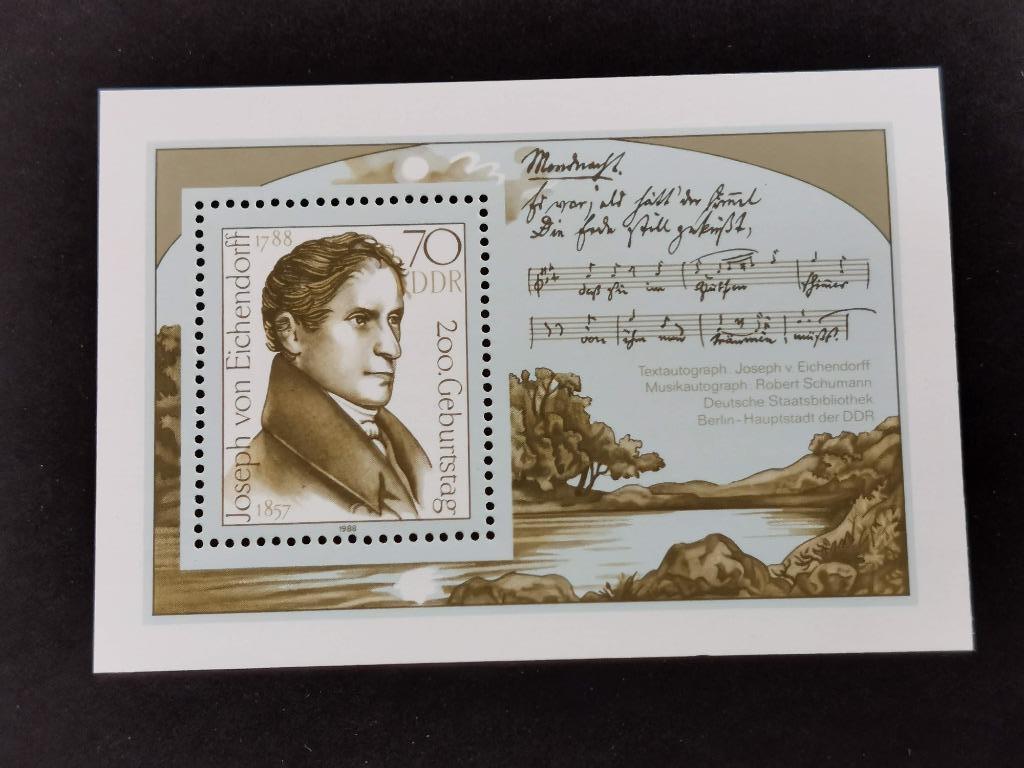 DDR 1988 - Joseph von Eichendorff, Enlèvement ou Envoi, RDA