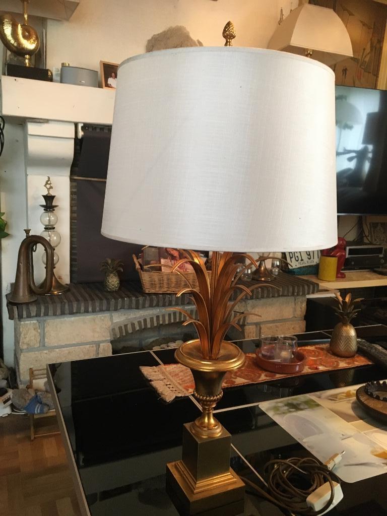 2 design palmboom messing lampen jaren 70, Ophalen, Design, 75 cm of meer