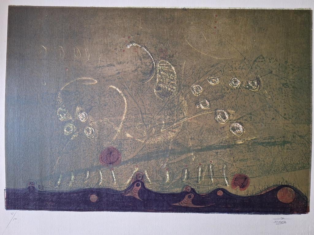 Litho Manuel Bea Cervera Abstracte compositie uit 1971, Antiek en Kunst, Ophalen
