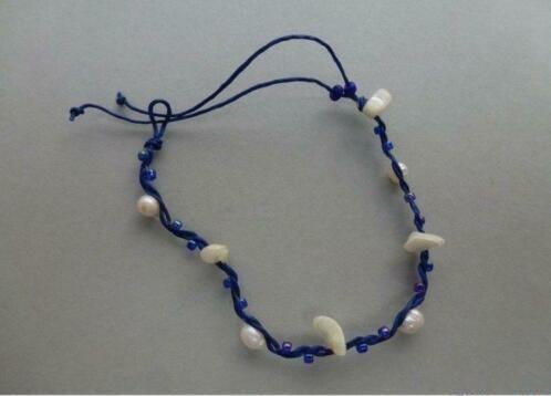 Bracelet avec perles, perles bleues et pierres blanches, Enlèvement ou Envoi, Utilisé, Autres couleurs, Autres matériaux
