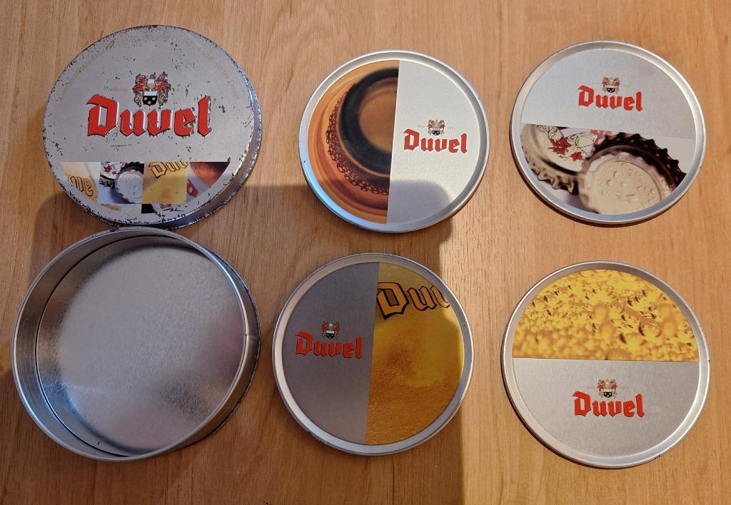 4 onderzetters Duvel (limited edition) in doosje, Ophalen of Verzenden, Zo goed als nieuw, Viltje(s), Duvel