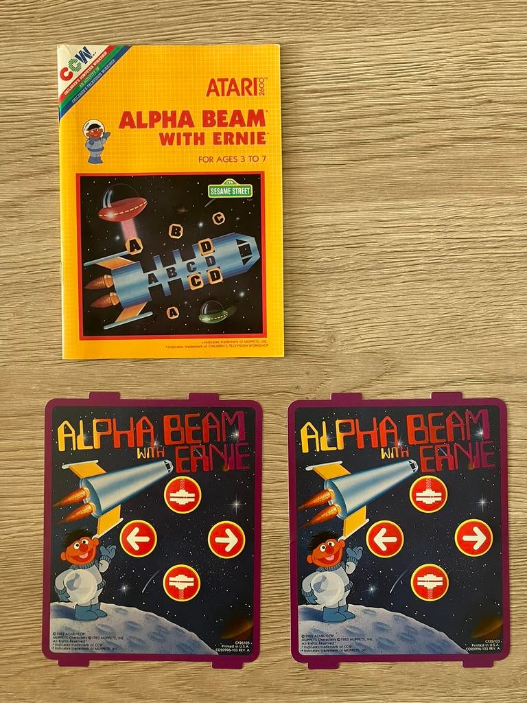 Atari 2600 alpha beam with Ernie manual and overlays, Games en Spelcomputers, Games | Atari, Ophalen of Verzenden, Zo goed als nieuw