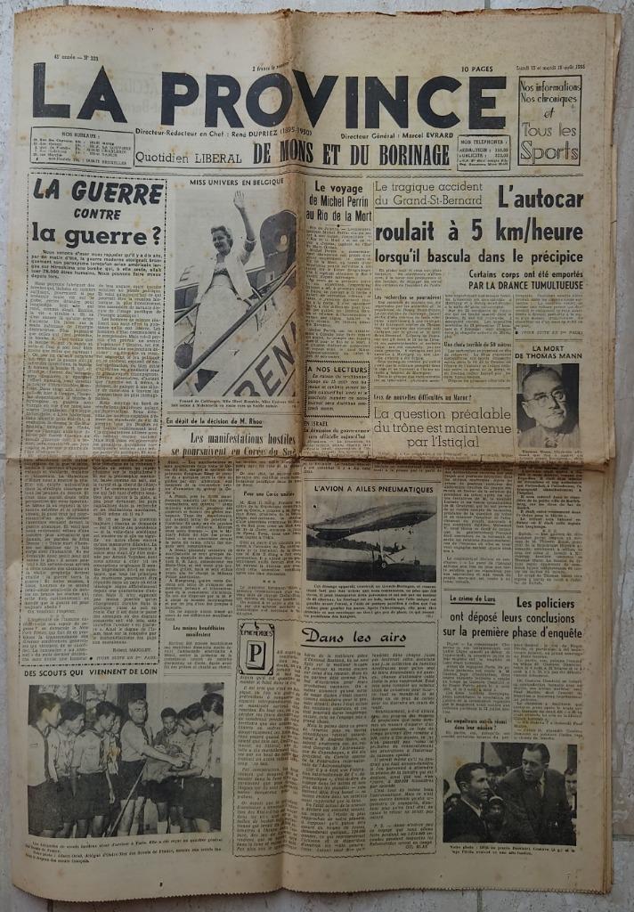 3x La Province (2x 1955, 1x 1947), Ophalen of Verzenden, 1940 tot 1960, Krant