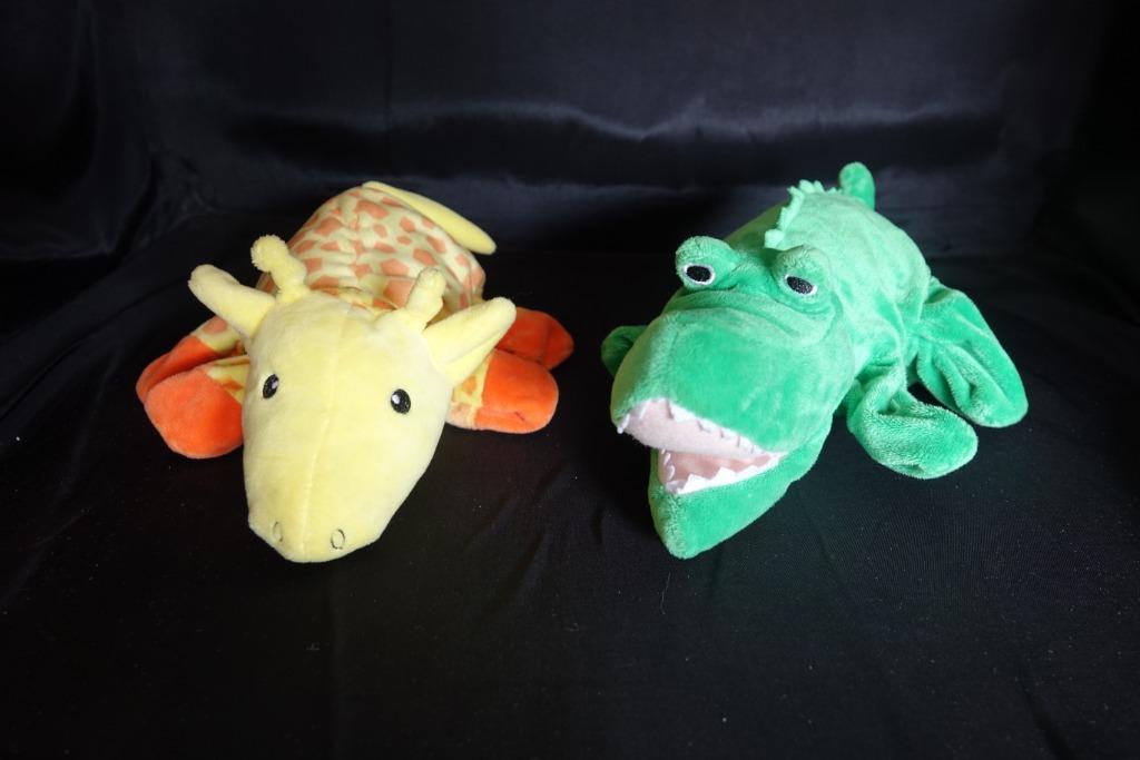 2 hema handpoppen giraffe en krokodil, Ophalen of Verzenden, Gebruikt