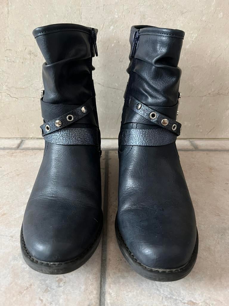 Halfhoge blauwe laarzen - maat 38, Kleding | Dames, Schoenen, Blauw, Lage of Enkellaarzen, Ophalen of Verzenden, Zo goed als nieuw