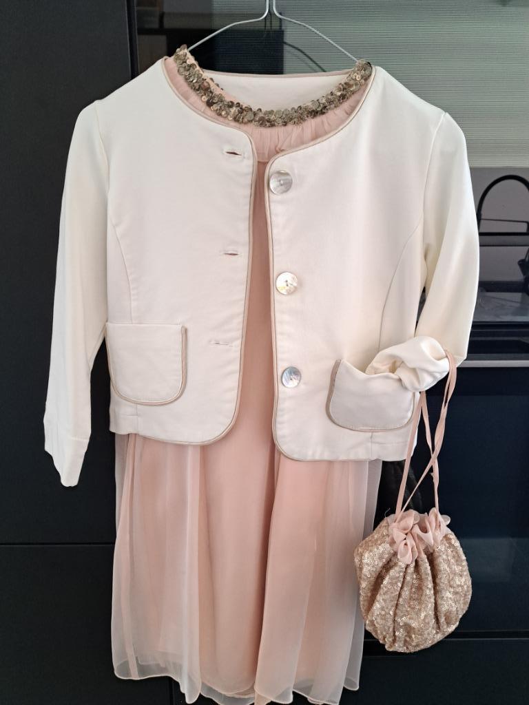 Communie kleed 14jaar + vestje 12jaar + handtas, Meisje, Ophalen of Verzenden, Zo goed als nieuw, Setje