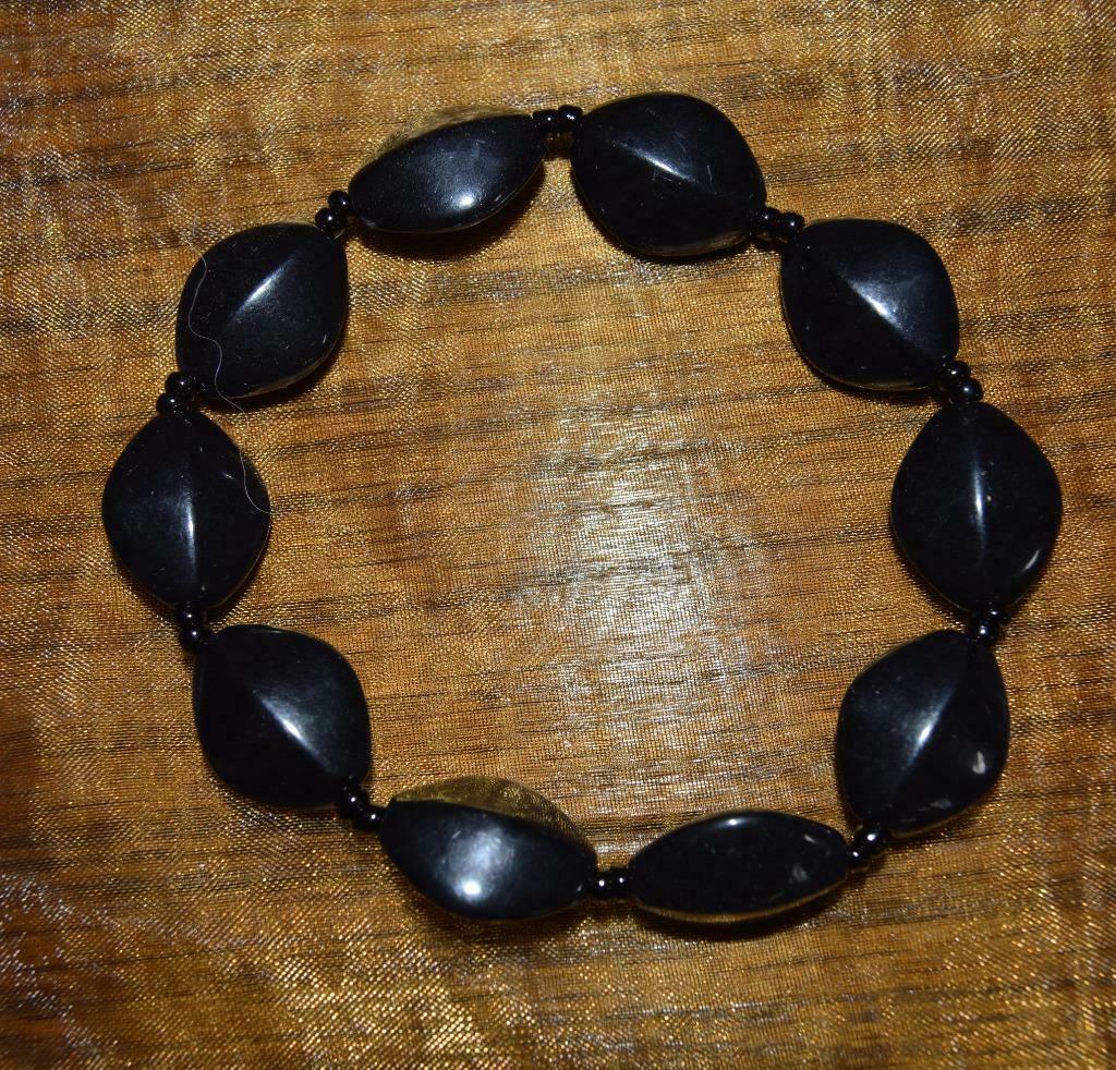 Bracelet homme noir., Élastique, Enlèvement ou Envoi, Avec bracelets à breloques ou perles, Comme neuf