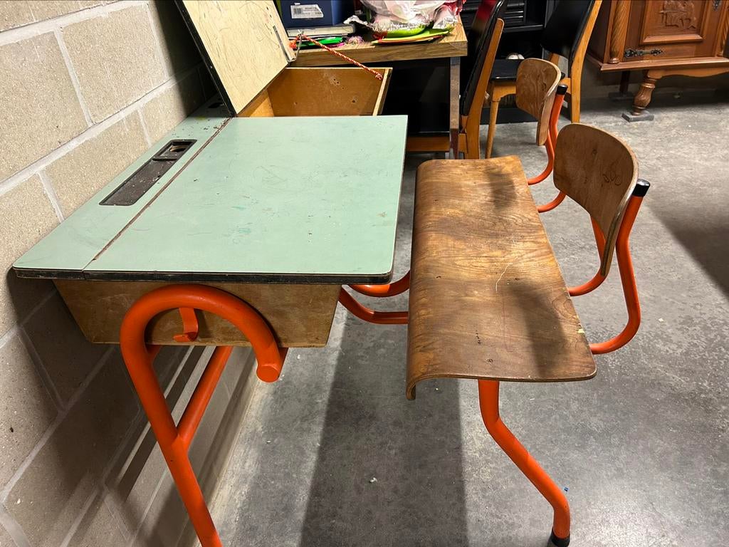 Schoolbank 2 pers, Ophalen, Gebruikt, Tafel(s) en Stoel(en)
