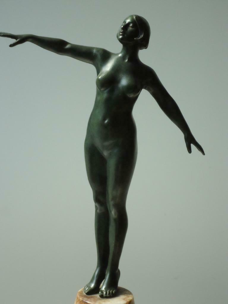 ca 1930 DE BREMAECKER danseuse art déco bronzen naakt brons, Antiquités & Art, Art | Sculptures & Bois, Enlèvement