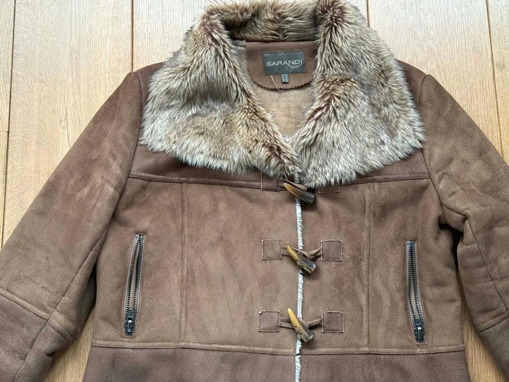 Nieuw "omgekeerd schaap look" kort duffelcoatmodel 46 XXXL, Bruin, Maat 46/48 (XL) of groter, Sarandi, Nieuw