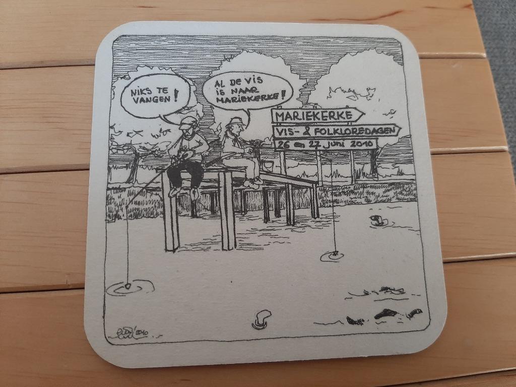 Palm Bierkaart Vis- en Folkloredagen Mariekerke 2010 cartoon, Ophalen of Verzenden, Zo goed als nieuw, Viltje(s), Palm