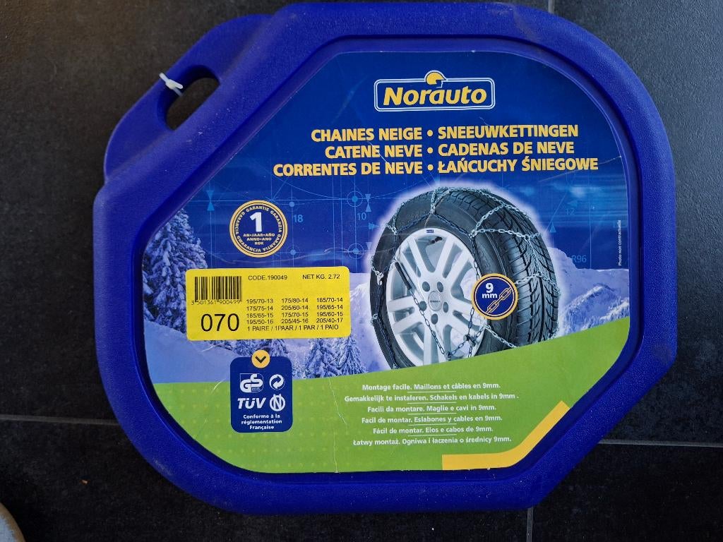 Norauto sneeuwkettingen 070 – Nieuw in doos, Auto diversen, Sneeuwkettingen, Zo goed als nieuw, Ophalen