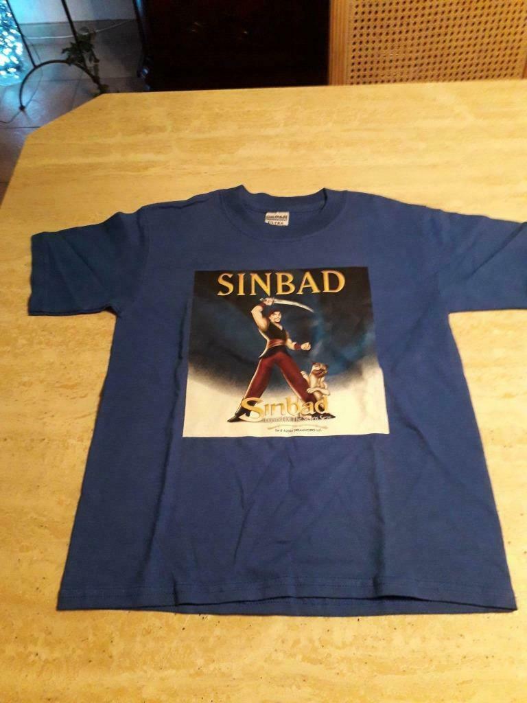 Blauwe T-shirt met SINBAD op maat 10-12 jaar, Jongen of Meisje, Gildan, Ophalen of Verzenden, Zo goed als nieuw