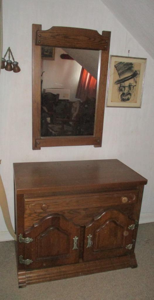Belle commode en chêne avec miroir assorti, Enlèvement ou Envoi, Comme neuf