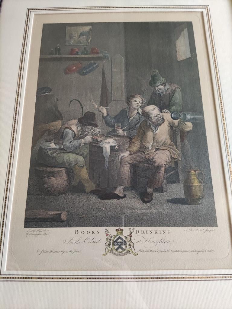 Boors Drinking - Ostade pinxit / Michel Sculpit, Antiek en Kunst, Kunst | Etsen en Gravures, Ophalen of Verzenden