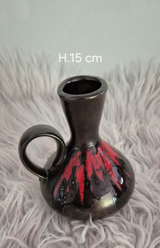 Retro vaasje Made in België/Bree 't moleken H. 15 cm, Antiek en Kunst, Curiosa en Brocante, Ophalen
